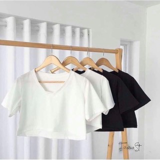 Áo thun nữ | Áo croptop nữ form rộng cổ tim