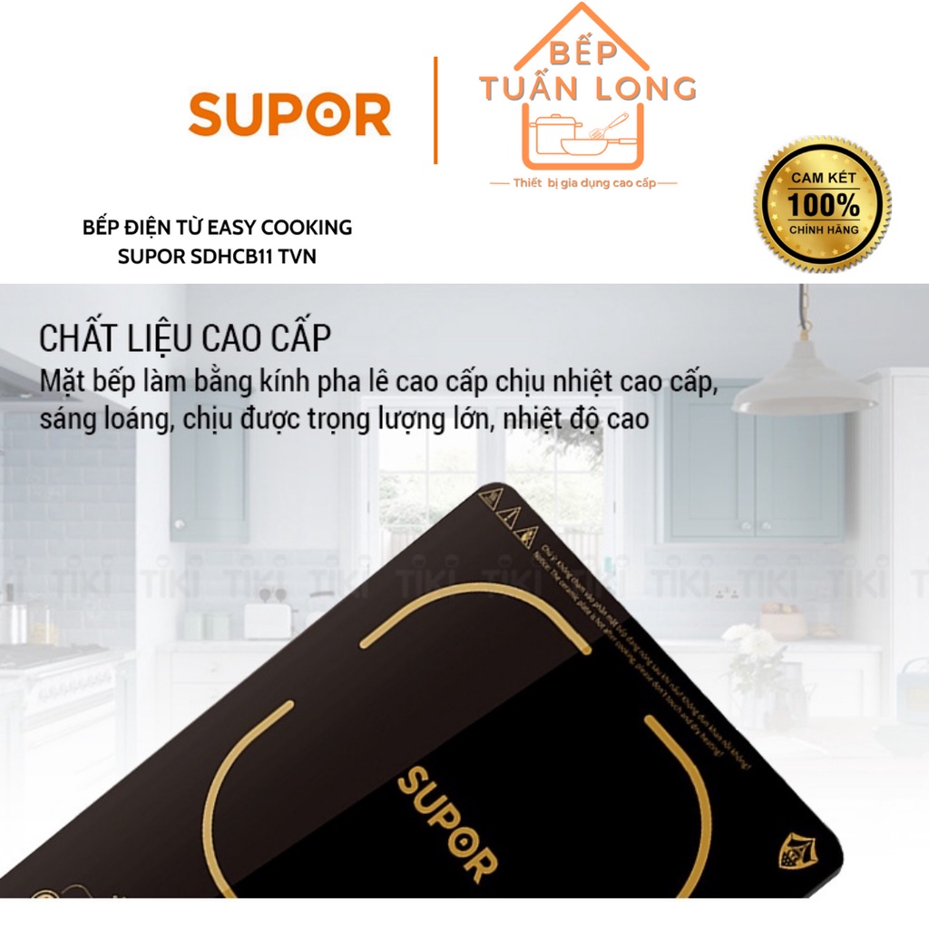 Bếp Từ Đơn Cảm Ứng SUPOR SDHCB11TVN Mặt Kính Chịu Lực 2100w, Hàng Chính Hãng Bảo Hành 1 Năm, 09 Chức Năng Nấu