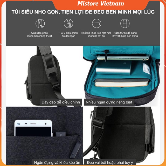 Túi đeo chéo Xiaomi Urban Leisure (ĐEN &amp; XÁM) ZJB4069GL - hàng chính hãng