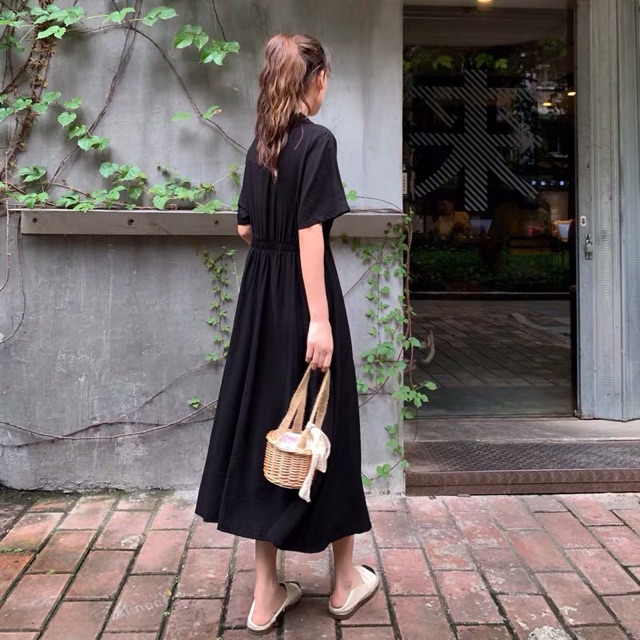 [Mã WAMT1505 giảm 10K đơn 0K] {order bigsize,L-4xl}Váy dáng dài cổ V chun eo | BigBuy360 - bigbuy360.vn