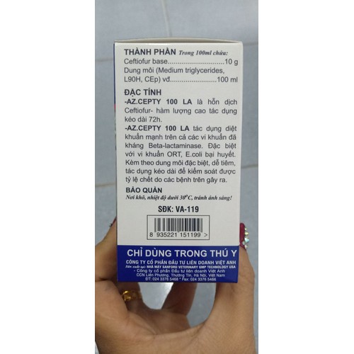 Cepty 100LA Đặc T rị Ecoli Bại Huyết Trên Vịt - 155