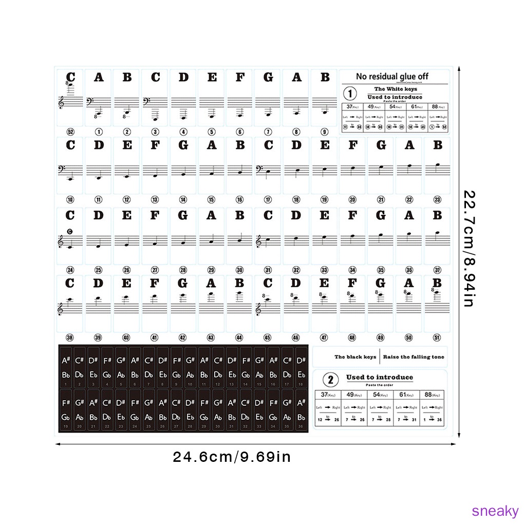 Miếng Dán Trang Trí Bàn Phím Đàn Piano Điện Tử Bằng Pvc Có Thể Tháo Gỡ