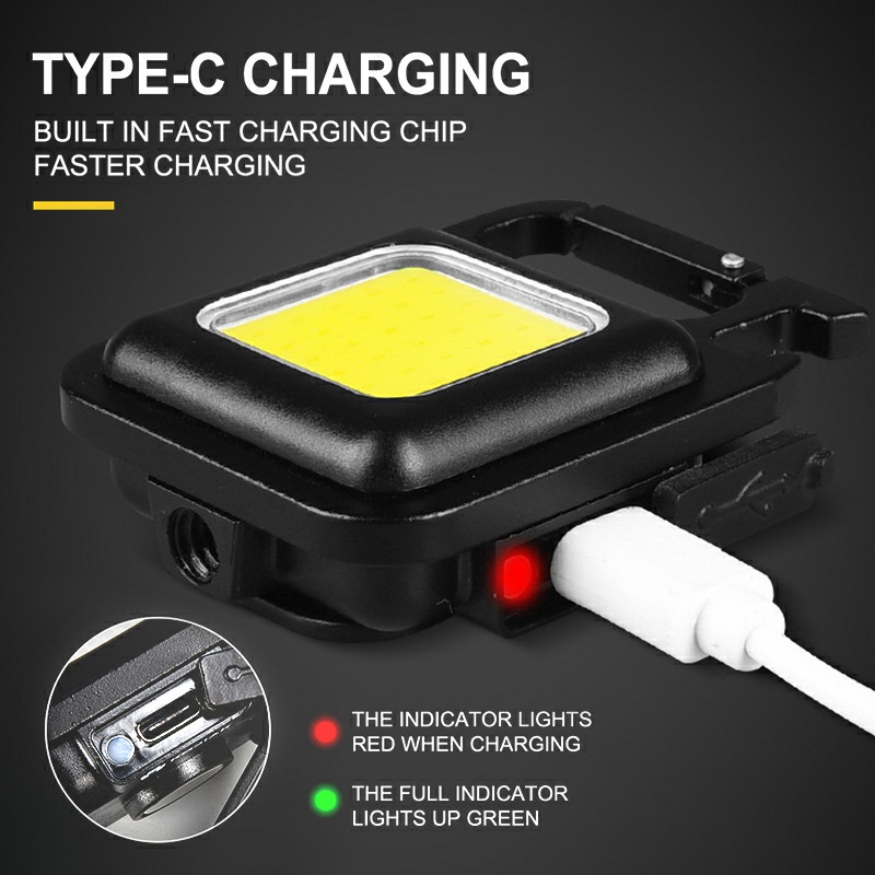 Đèn LED COB Mini Có Móc Khóa Đa Năng Sạc Cổng USB Tiện Dụng Móc Khóa Đèn LED COB Mini Sạc USB Tiện Dụng