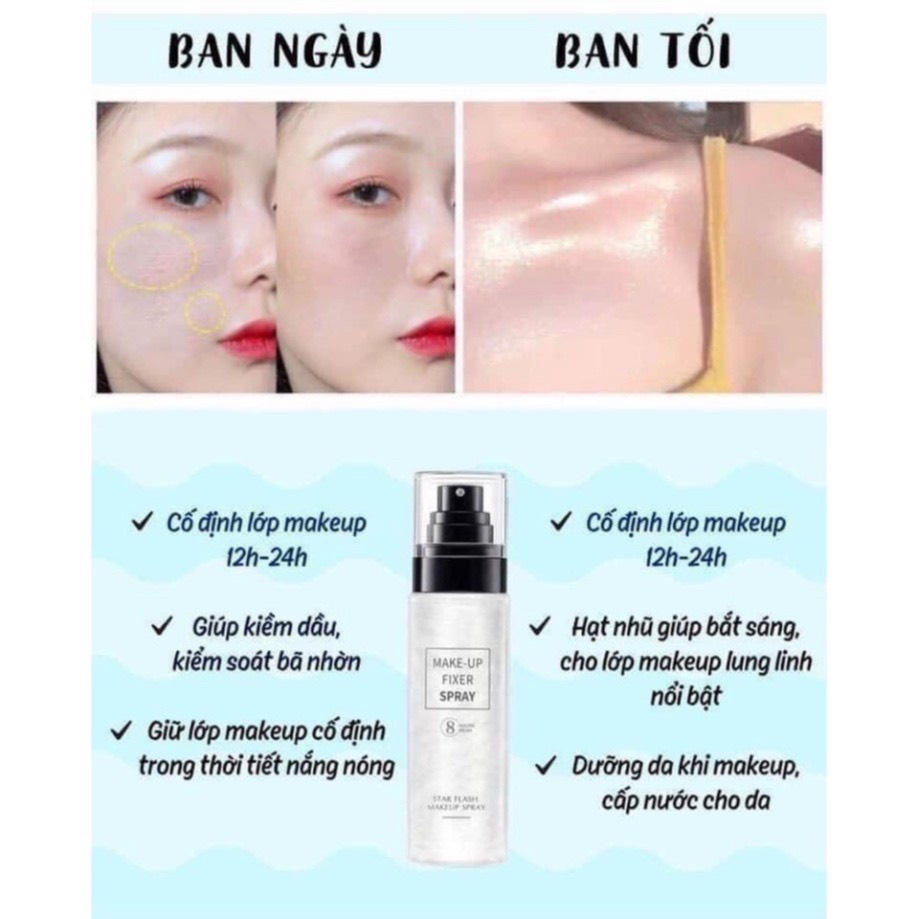 Xịt Khoáng MAKEUP FIXER SPRAY Khóa Lớp Nền Trang Điểm Kiềm Dầu