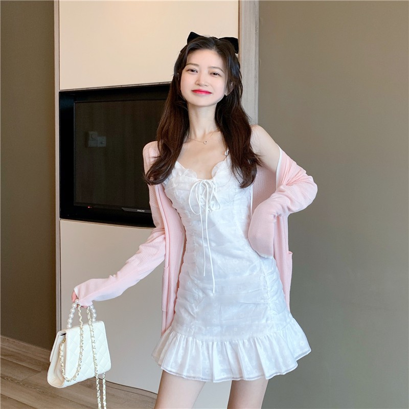 (FREESHIP) Đầm 2 dây trắng xinh hàng quảng châu Miho house