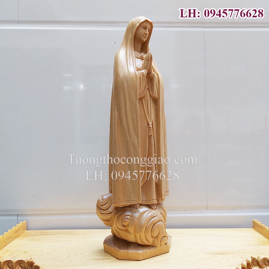 Tượng Đức Mẹ Fatima 40cm gỗ pơmu