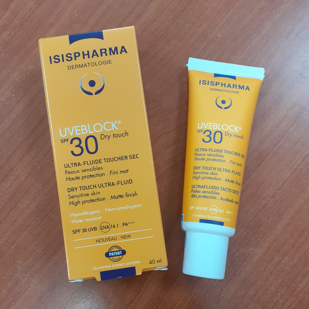 Kem chống nắng dạng lỏng ISIS Pharma Uveblock SPF 30+ Dry Touch