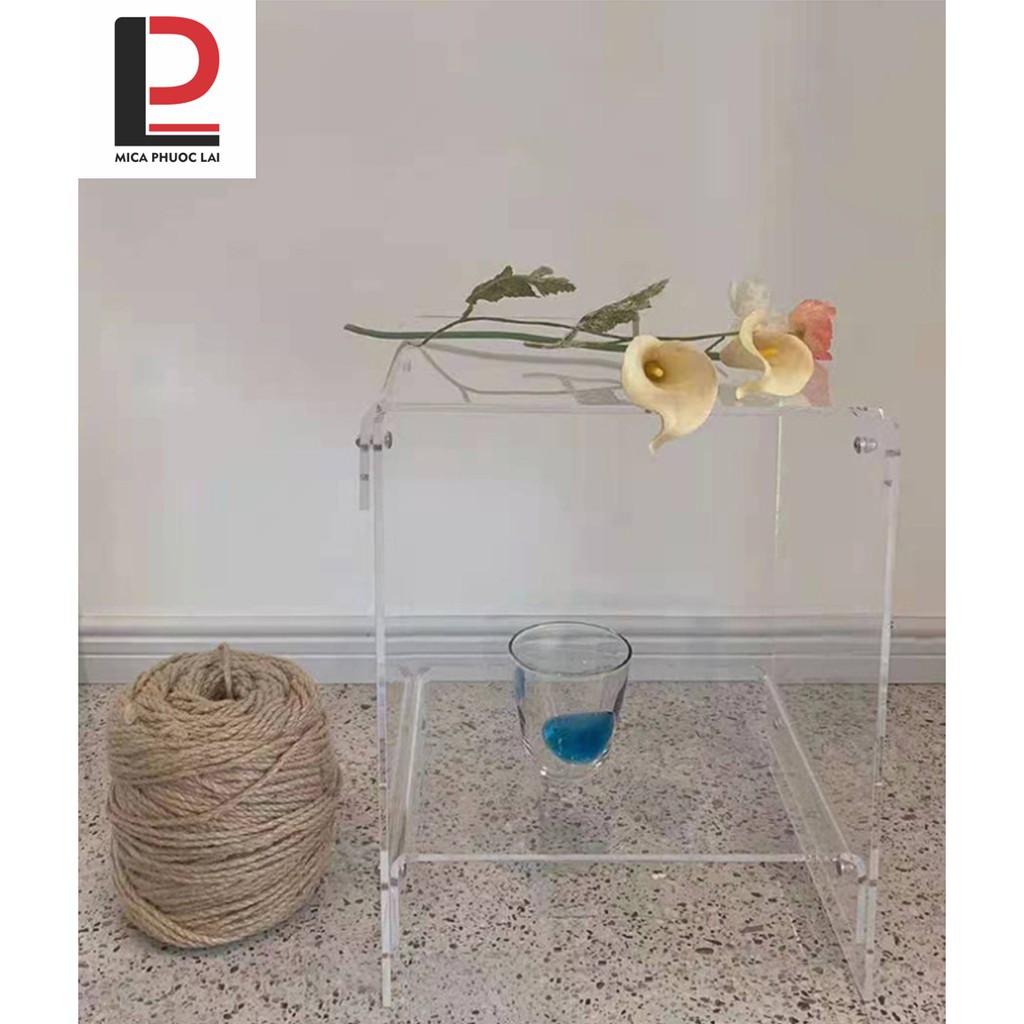 Bàn/tab cà phê 2 tầng mica, kệ acrylic 2 tầng decor sản phẩm
