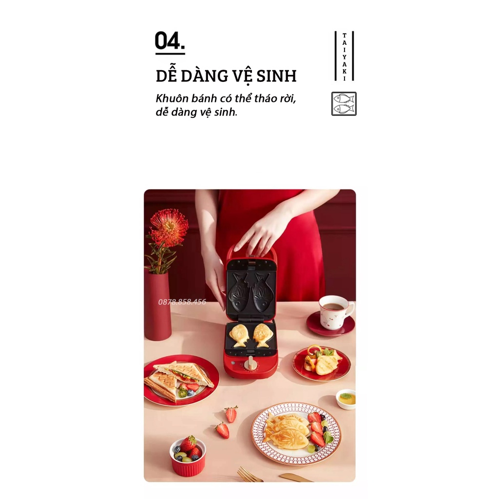Máy Nướng Bánh Mì Kẹp TORSOM - Phiên bản hẹn giờ - Máy Làm Bánh Mỳ Sandwich - Kèm 5 khuôn