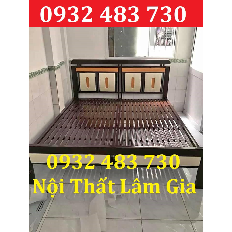 Giường sắt ngủ đẹp - giường sắt hộp 1m6x2m HCM