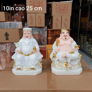 (Hàng nhập)Cặp thần tài ông địa đá 10in cao 25 cm mẫu đẹp