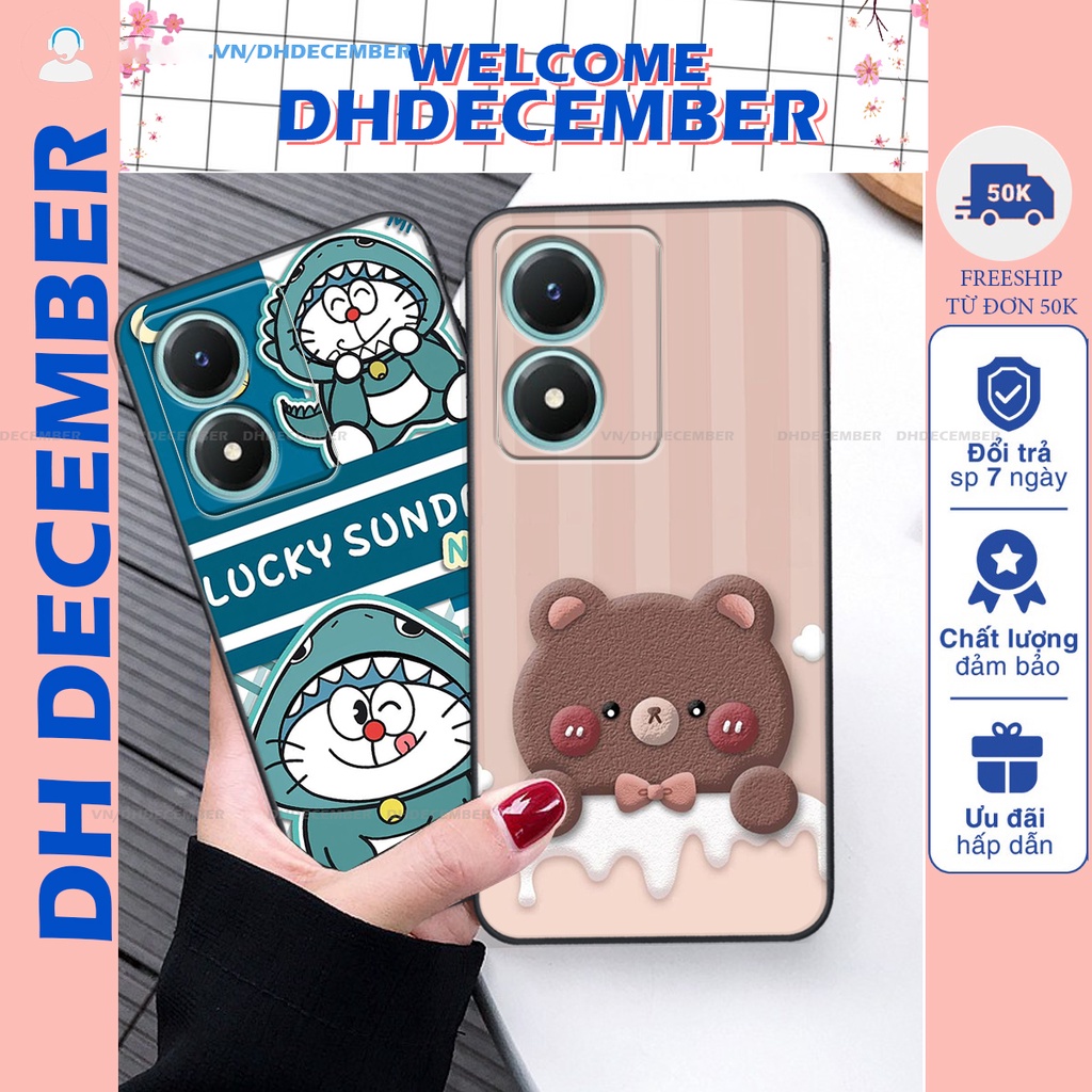 Ốp lưng Vivo Y02S - BẢO VỆ CAMERA in hình gấu K@ws, gấu nâu, dor@emon RẺ- ĐẸP- BỀN