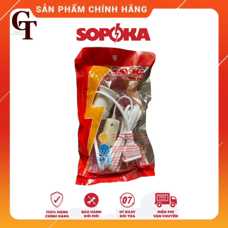 Bộ Dây Đuôi Đèn Liền Công Tắc SOPOKA ĐS7-Dây 5m Sẵn Phích Chống Vỡ-Chịu Mưa