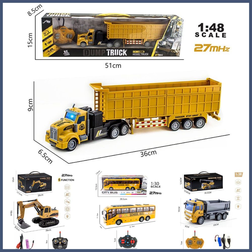 Xe múc xe tải xe bus xe công xe trộn xe cứu hỏa xe điều khiển từ xa dành cho bé
