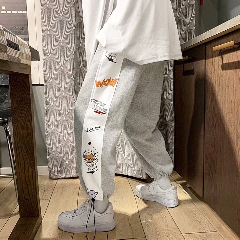 Quần baggy in họa tiết hoạt hình phong cách Hàn Quốc thời trang cho nam
