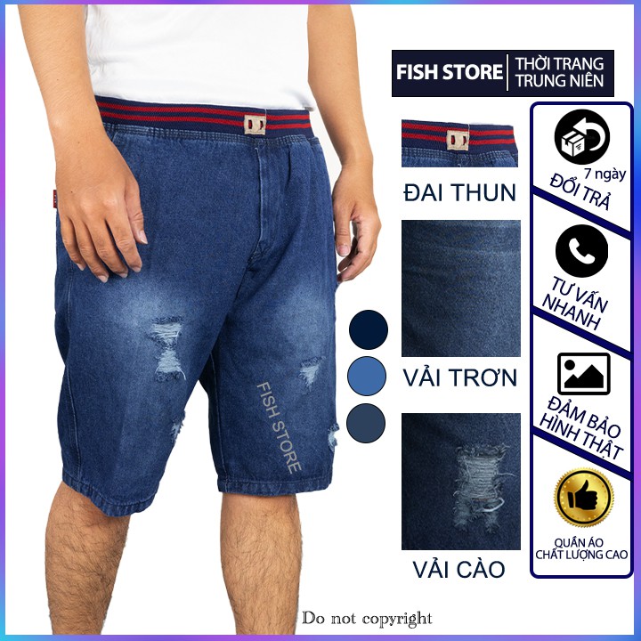 Quần short jean nam lưng thun chất vải bò wash made in việt nam mua ngay tại xưởng