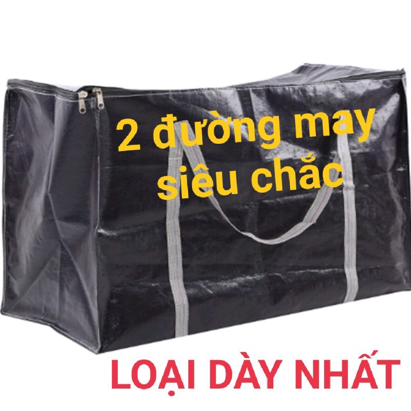 Túi bạt có 2 dây kéo - màu tím đen