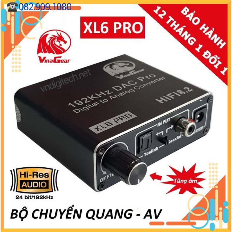Bộ chuyển quang âm thanh Vinagear XL6 Pro Chính hãng - giúp chuyển âm thanh số ra loa