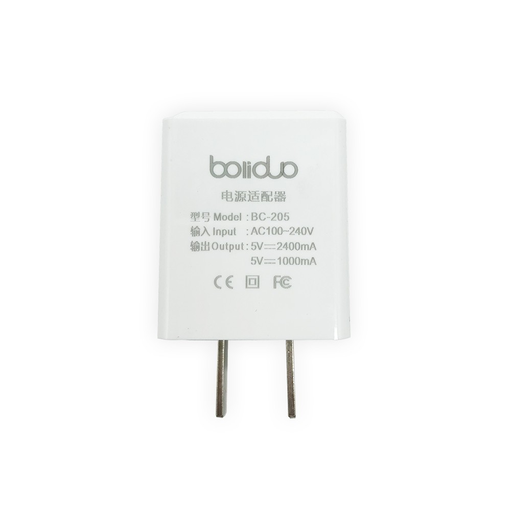 Củ Sạc Thông Minh 2 Cổng USB Boliduo BC-205 – Hỗ Trợ Sạc Nhanh 2.4A