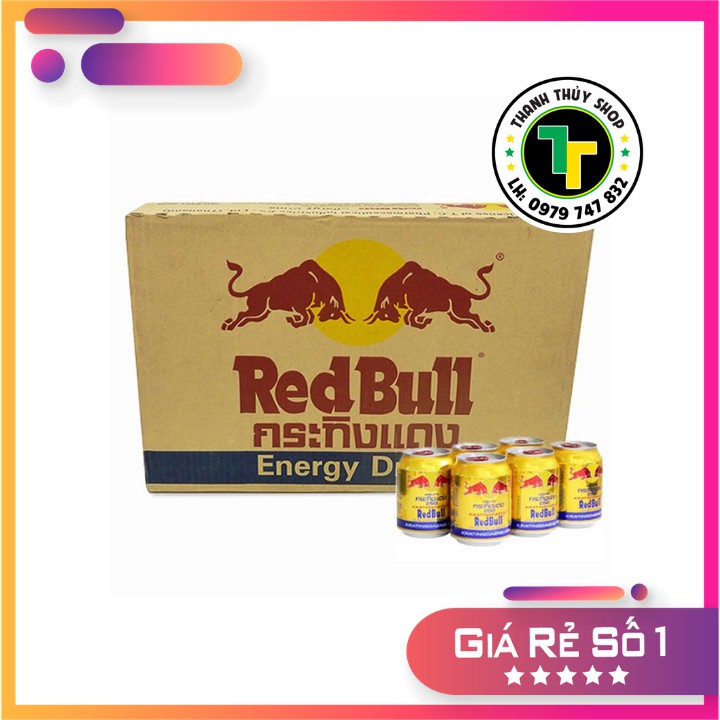 Combo 06 lon - Nước tăng lực bò cụng Redbull chính hiệu nhập khẩu từ Thái Lan loại 250ml