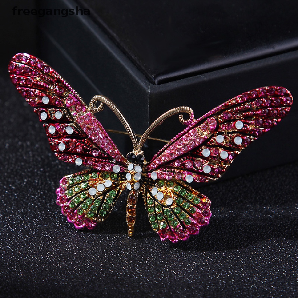 [FREG] Butterfly Animal Crystal Rhinestone Brooch Pins Women Jewelry Gift Bouquet Pin FDH