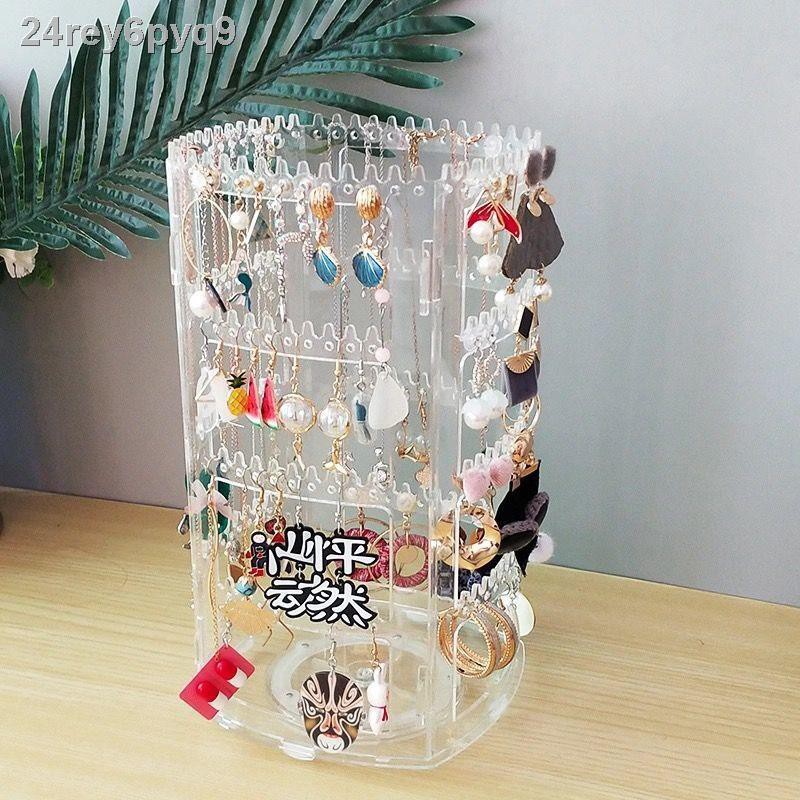 ▽✹✶Hộp trang sức xoay trong suốt để đựng vòng tóc, khuyên tai và móng tay cổ lặt vặt đầu dây kẹp tóc người