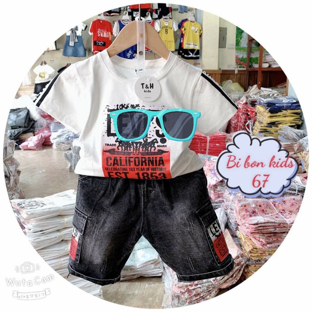 Bộ Quần Áo trẻ Em Áo Cotton Quần Jean Cho Bé Trai (sz 8-20kg) BB 67