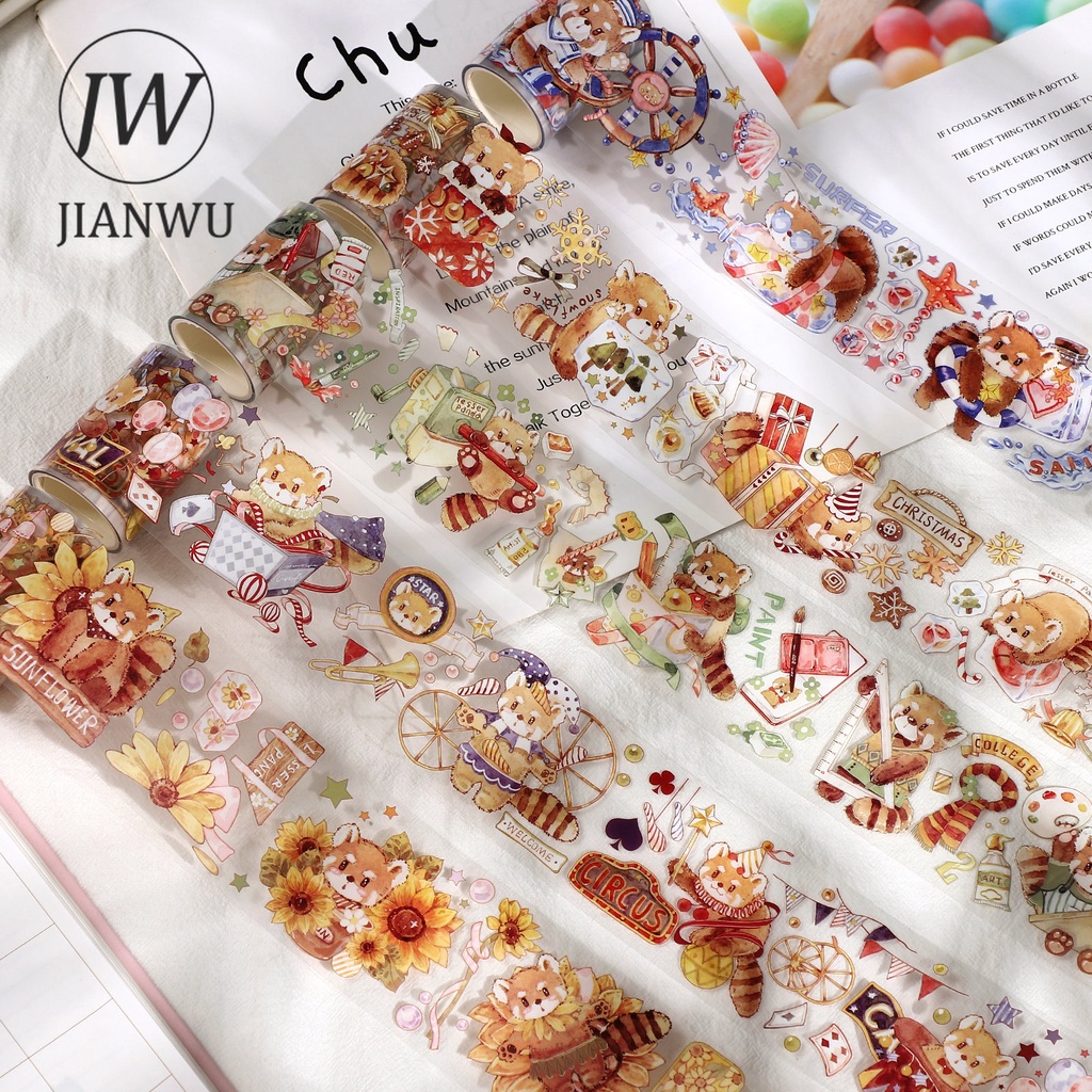 Bộ 5 / 6 Cuộn Băng Keo PET Nhiều Kích Cỡ Họa Tiết Hoa Dễ Thương Trang Trí Sổ Tay DIY