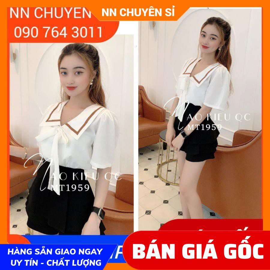 Áo kiểu nữ chất vải mềm mịn phối nơ tay ngắn dài dễ thương Áo MT MT1959 MT1778 MT1974