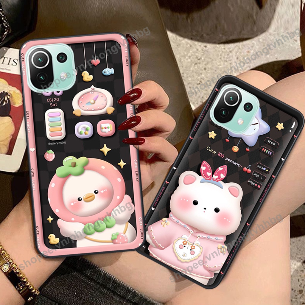 Ốp lưng Xiaomi Mi 11 / Mi 11 Lite 5g / Mi 11 Lite 5g NE gấu,thỏ trắng , đồng hồ dễ thương cute cực đẹp
