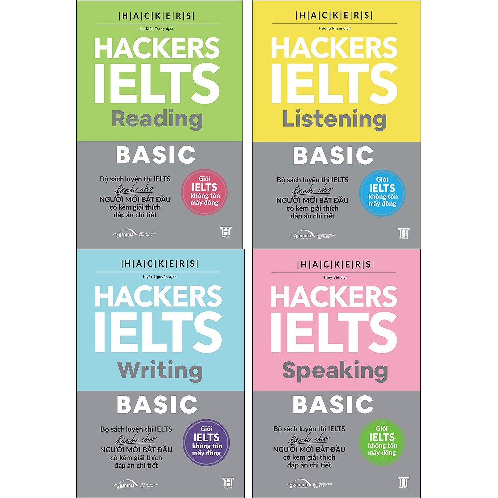 Sách - Combo: Hackers Ielts Basic: Reading + Listening + Writing + Speaking (4 cuốn)