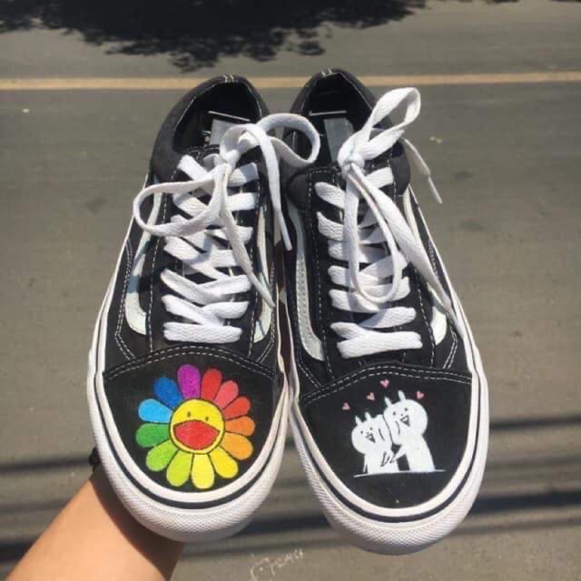 Giày vans custom hoa