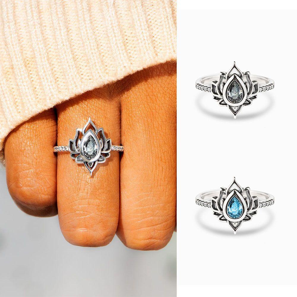 ESPO Nhẫn Đính Hôn Đính Đá Sapphire Phong Cách Boho Cổ Điển