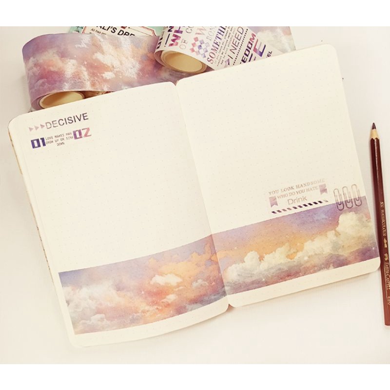 Hình Dán Chu kỳ 35cm Washi Bầu trời, Chữ, Nhân Vật Trang Trí Sổ