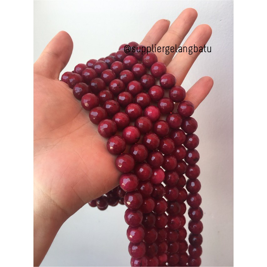 Hạt Đá Ruby 12mm Màu Đỏ Tự Nhiên Dùng Làm Trang Sức