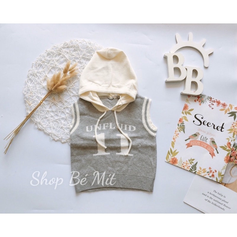 Áo Len Ba Lỗ Có Mũ, Áo Len Ghile Cho Bé Trai Size 80-120(1-5 tuổi)