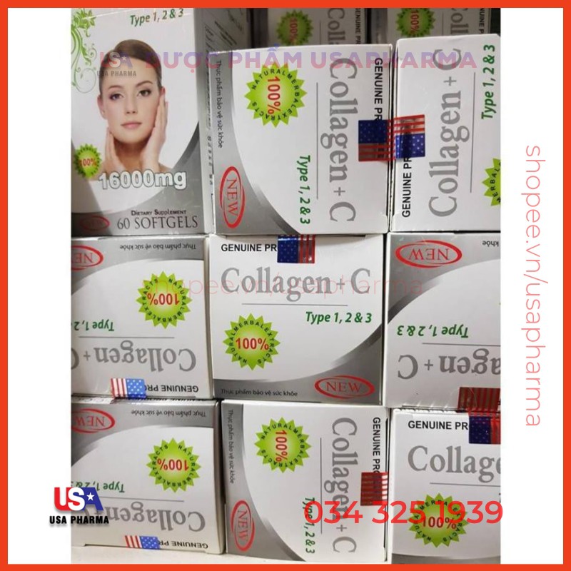 Viên uống COLLAGEN +C bổ sung collagen, vitamin e giúp chống lão hóa, cải thiện nếp nhăn - Hộp 60 viên