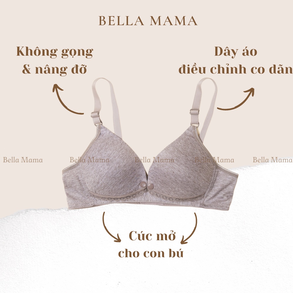 Áo Ngực Bầu Áo Lót Sau Sinh Cho Con Bú Không Gọng Nâng Ngực Chống Chảy Xệ Mở Cúc Tiện Lợi Bella Mama Tm04