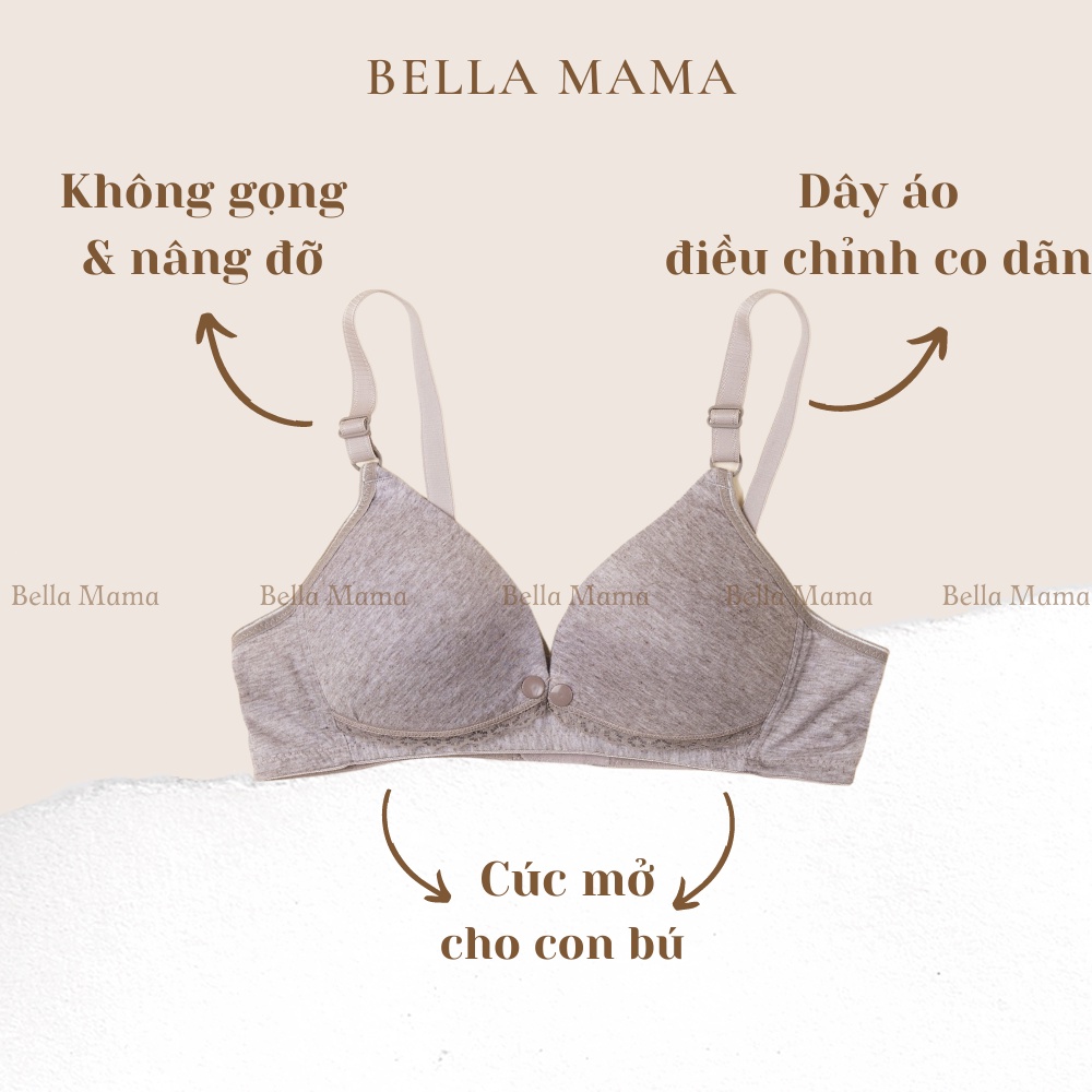 Áo ngực bầu áo lót sau sinh cho con bú không gọng nâng ngực chống chảy xệ mở cúc tiện lợi Bella Mama TM04