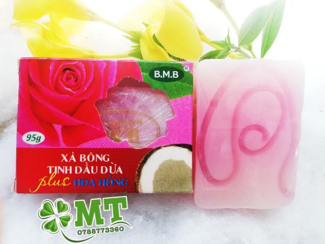 Xà bông dừa hoa hồng B.M.B (1 cục 95g)