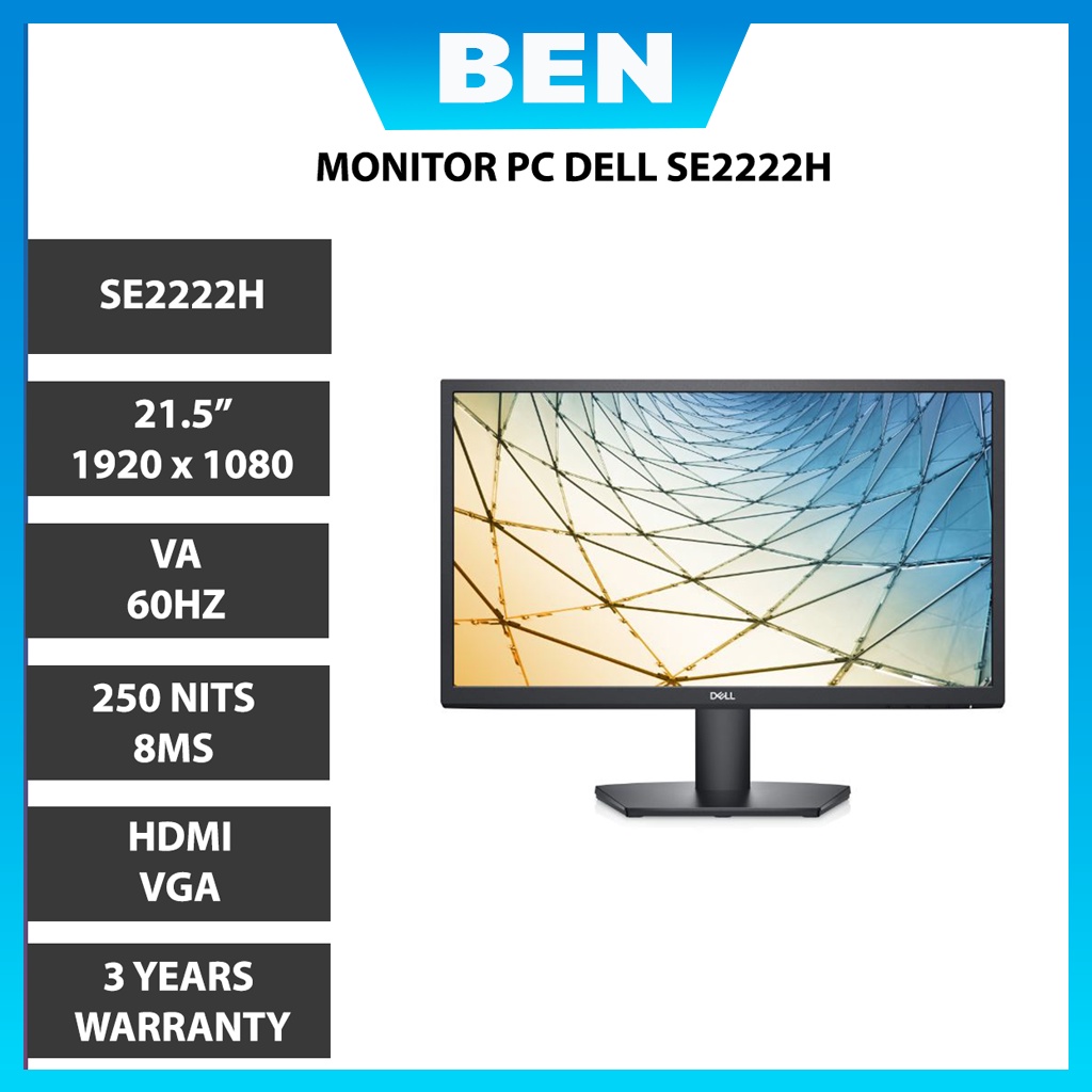 Màn hình máy tính LCD DELL SE2222H 21.5&quot;FHD 1920x1080 Chính hãng BH 36T