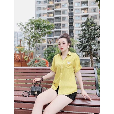 Áo sơ mi đũi cổ đức tag Pra xinh
