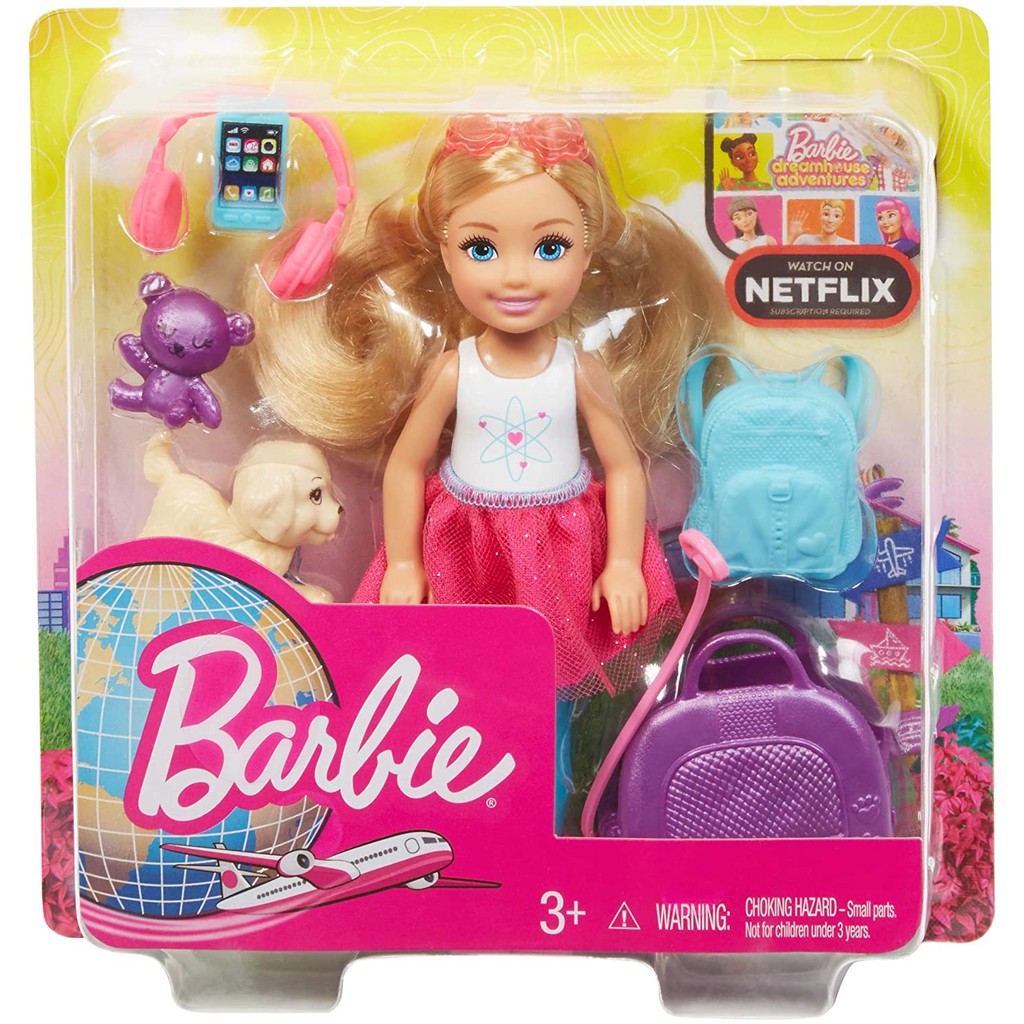 Barbie Em Bé Chelsea Và Set Du Lịch Cùng Cún Con Chelsea Doll and Travel Set with Puppy &amp; Accessories