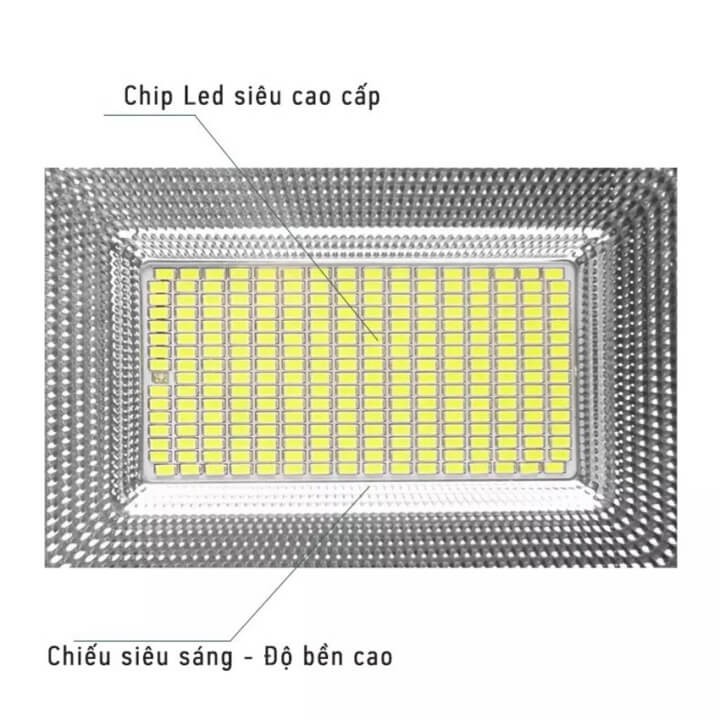 Đèn đường năng lượng mặt trời 100w cảm biến tự động sáng 245 Led, đèn pha năng lượng mặt trời có điều khiển IP67
