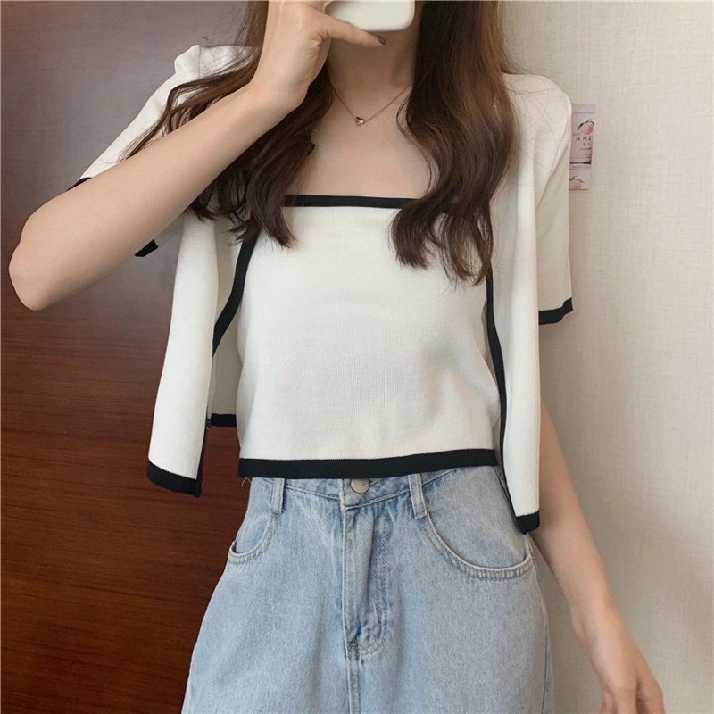 Sét hai món áo ống viền kèm áo khoác xinh phong cách SUNA FASHION