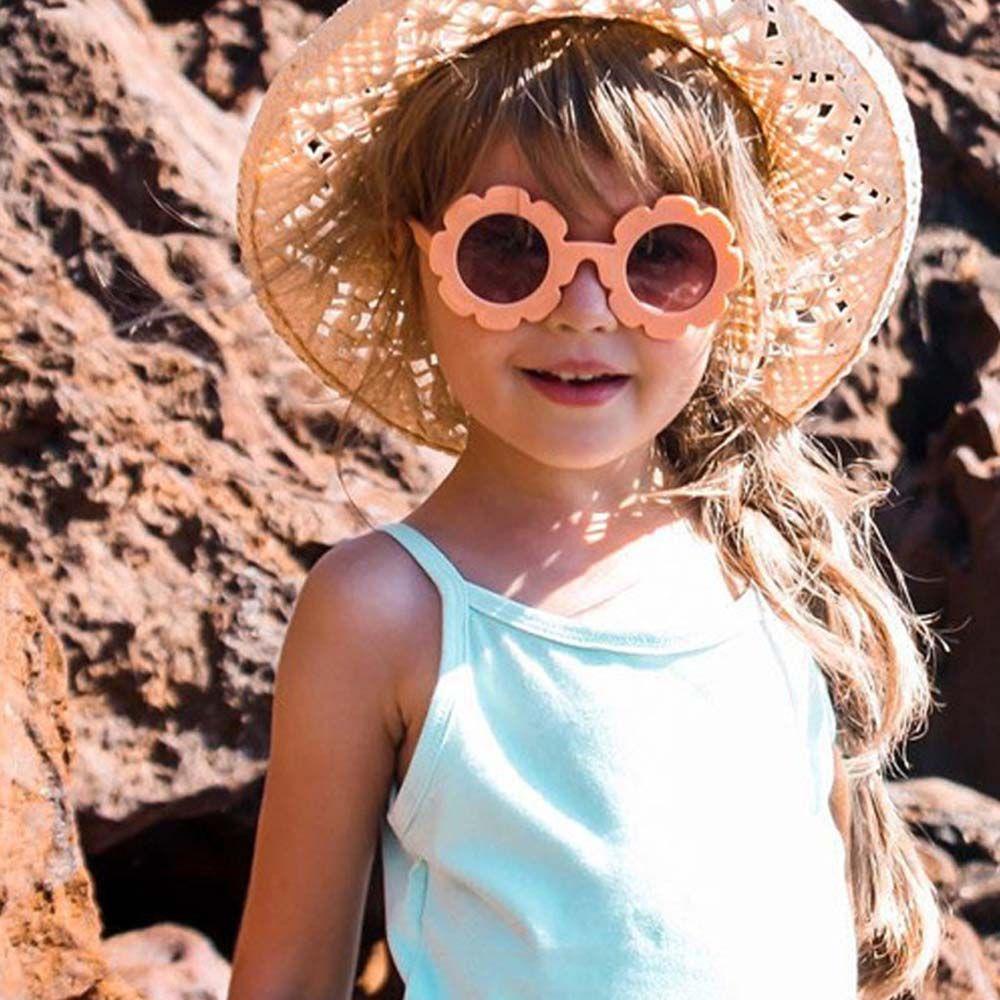 Kính Mát Gọng Tròn Họa Tiết Hoa Phong Cách Vintage Dành Cho Bé