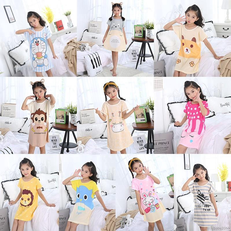 Đầm ngủ thiết kế họa tiết hoạt hình dễ thương cho bé gái