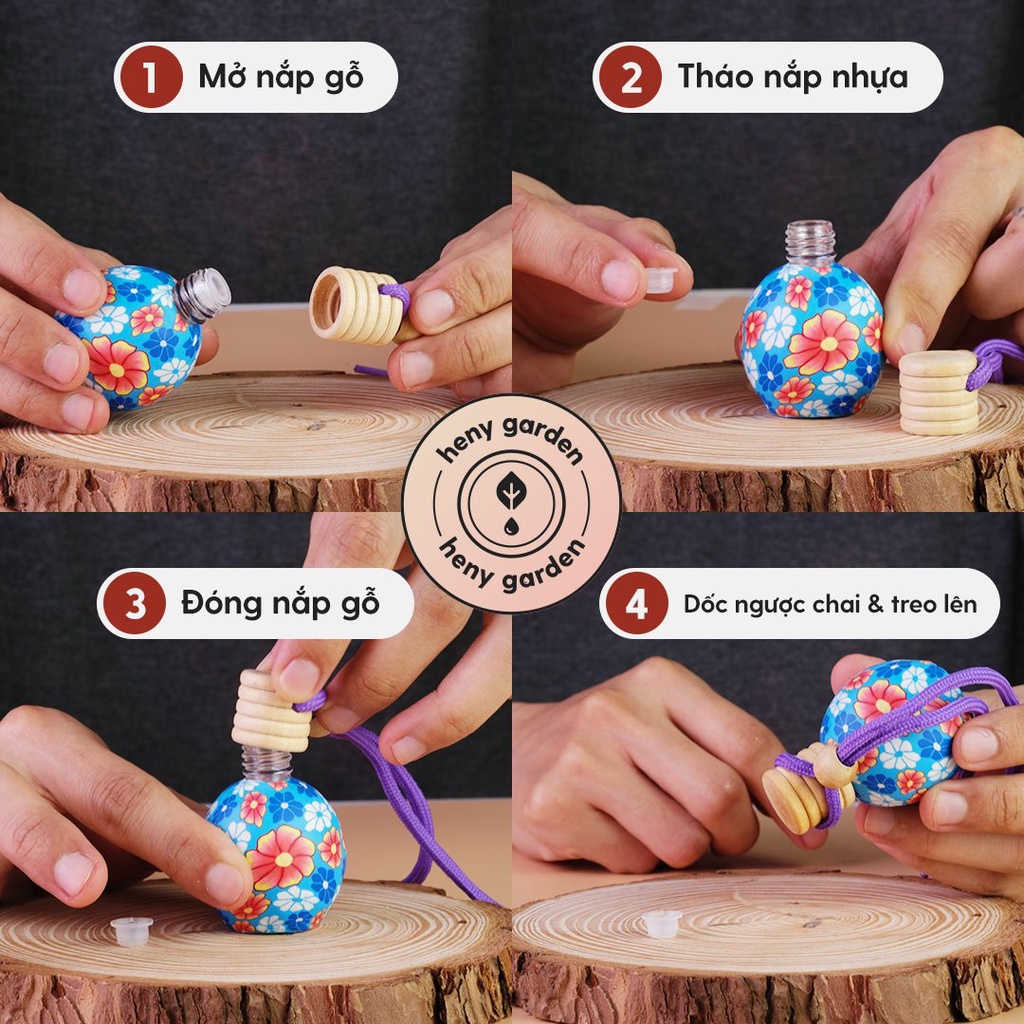 Tinh Dầu Treo Bình Gốm HENY GARDEN Tiện Dụng Dùng Cho Xe Ô Tô, Tủ Quần Áo, Toilet