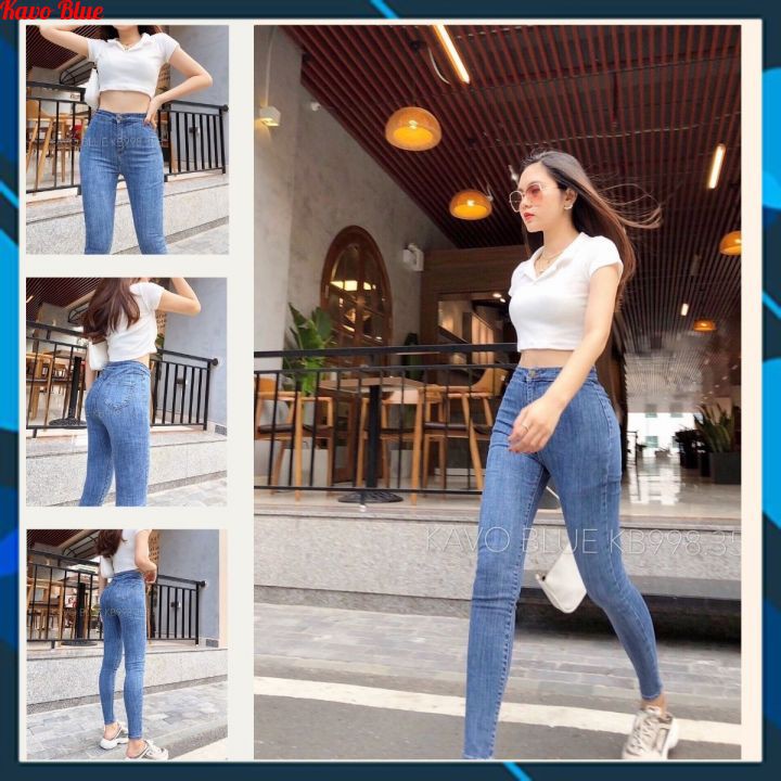 Quần Bò Nữ Dáng Ôm Skinny KAVO BLUE Co Giãn 4 Chiều