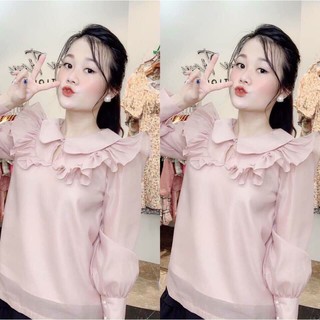 Áo sơ mi bèo tiểu thư có ảnh thật video